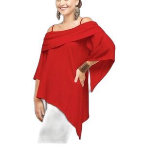 # NWT Oh My Gauze! Red Asymmetrical Blouse (L)